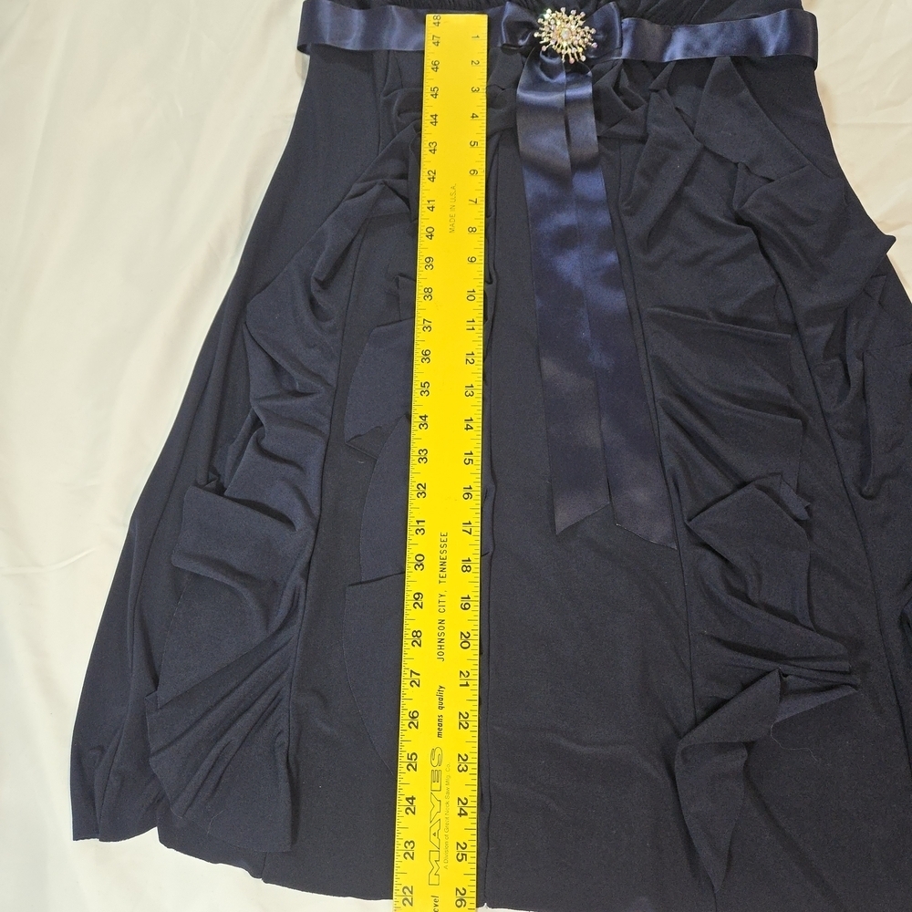 Dress Barn Elegant Navy Maxi Dress with Satin Bow - Picture 6 of 10
